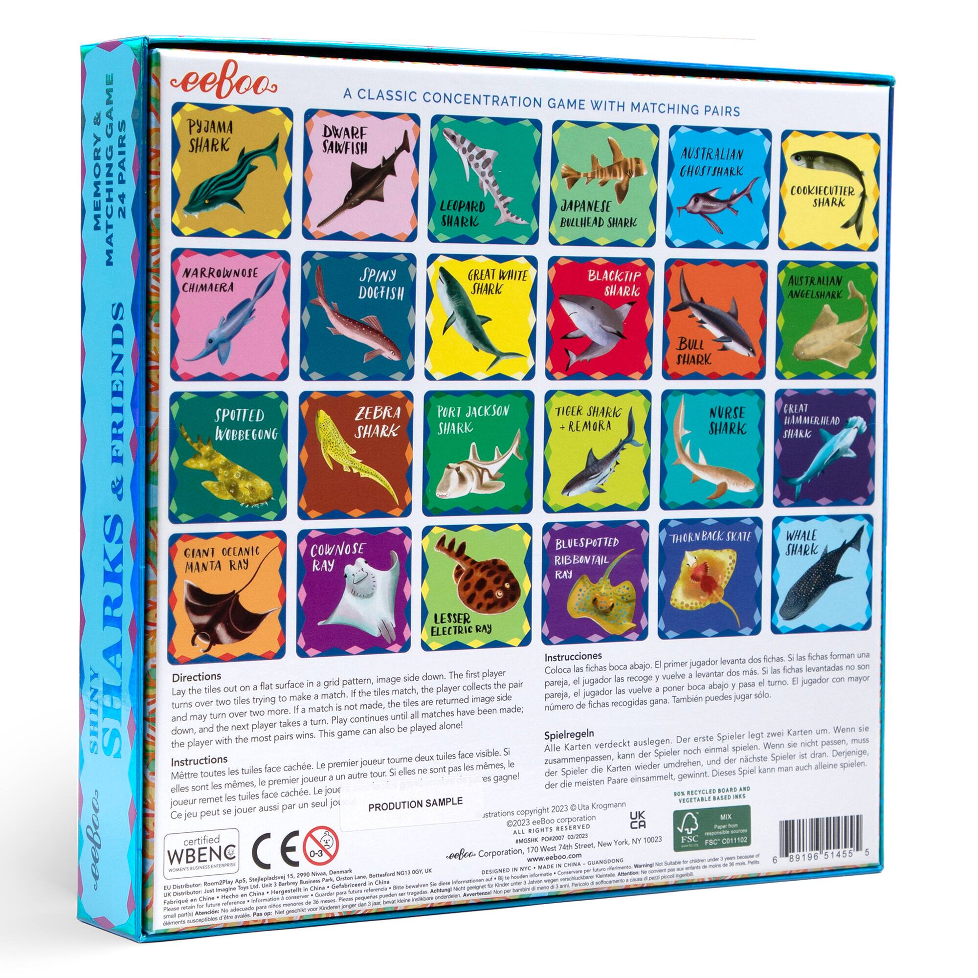 eeBoo Memory & Matching Shiny Sharks & Friends Game